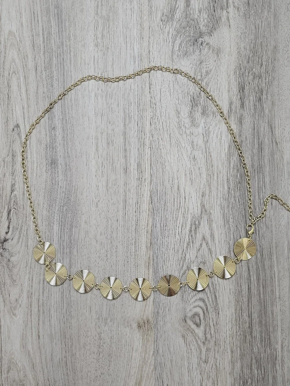 Boho Disc Chain Metal Gold Statement Belt